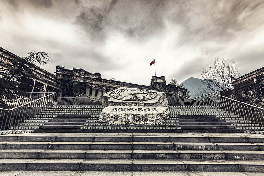 The ruin of Xuankou Middle School. located in the town of Yingxiu in Wenchuan county in Southwest China’s Sichuan province, is now a memorial site for the Wenchuan earthquake. Photo: VCG _Gallery: Remembering Wenchuan