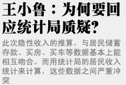王小鲁：为何要回应统计局质疑？