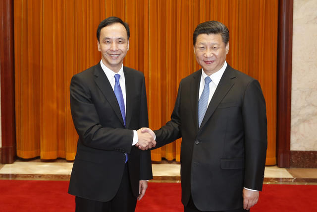 President Xi Jinping meets visiting Kuomintang chairman Eric Chu in Beijing on May 4