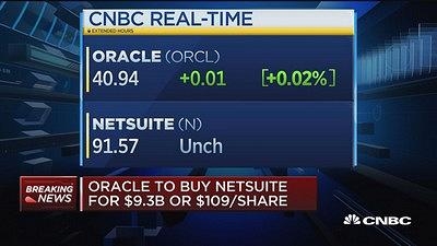 甲骨文拟93亿美元收购NetSuite