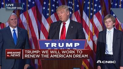 特朗普发表获胜演讲 承诺“重建美国”