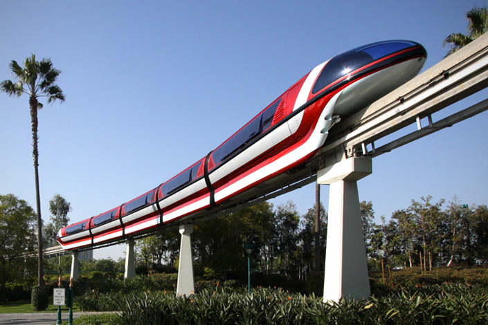 The 57-year-old Disneyland Monorail System, at the Disneyland Resort in Anaheim, California, was originally only a sightseeing attraction. It began carrying passengers in 1961. Photo: Kim A. Pedersen