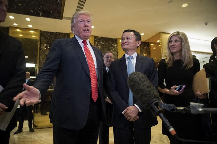 Alibaba Chairman Jack Ma (center) meets with U.S. President-Elect Donald Trump at the Trump Tower in New York City on Monday. Photo: Visual China