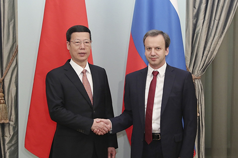 张高丽与俄罗斯副总理德沃尔科维奇举行中俄能源合作委员会双方主席会晤
