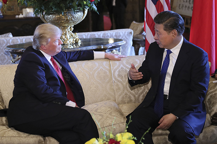 Chinese President Xi Jinping meets with his U.S. counterpart Donald Trump in the latter's Florida resort of Mar-a-Lago in the United States, April 6, 2017. Beijing on Thursday reiterated it will not attempt to boost exports through currency devaluation after Trump said he would not label China a currency manipulator. Photo: Xinhua