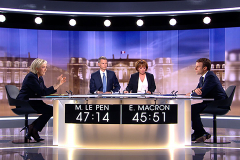 法国大选进行最后辩论 马克龙勒庞政见高度对立