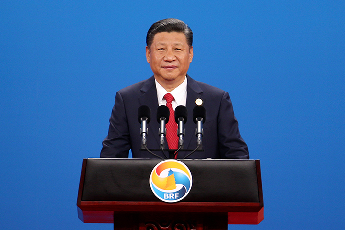 Chinese President Xi Jinping delivers a speech in Beijing during the opening ceremony of the Belt and Road Summit on Sunday. Photo: China News Service