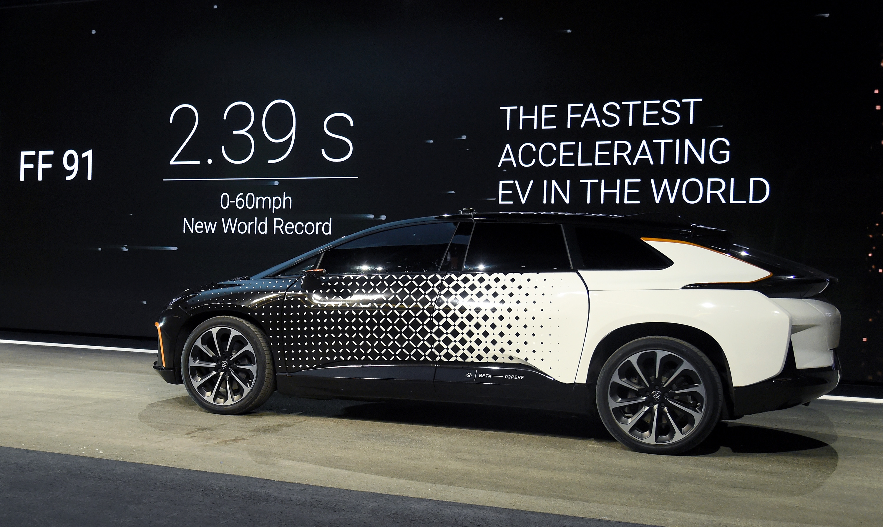 New-energy carmaker Faraday Future has announced it will not build a $1 billion plant north of Las Vegas, Nevada, after all, and is looking for another site. Above, Faraday Future officially released its first mass-produced electrocar at the Consumer Electronics Show in Las Vegas on Jan. 3. Photo: Visual China
