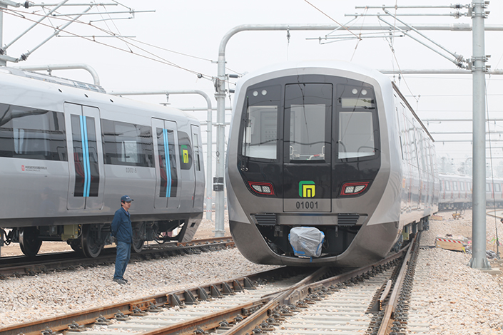 Baoding, Hebei province, will be the site of Beijing Infrastructure Investment Co. Ltd.'s new 250-acre site for manufacturing subway cars. Above, a subway car is seen in Shijiazhuang, Hebei province, in April 2016. Photo: Visual China