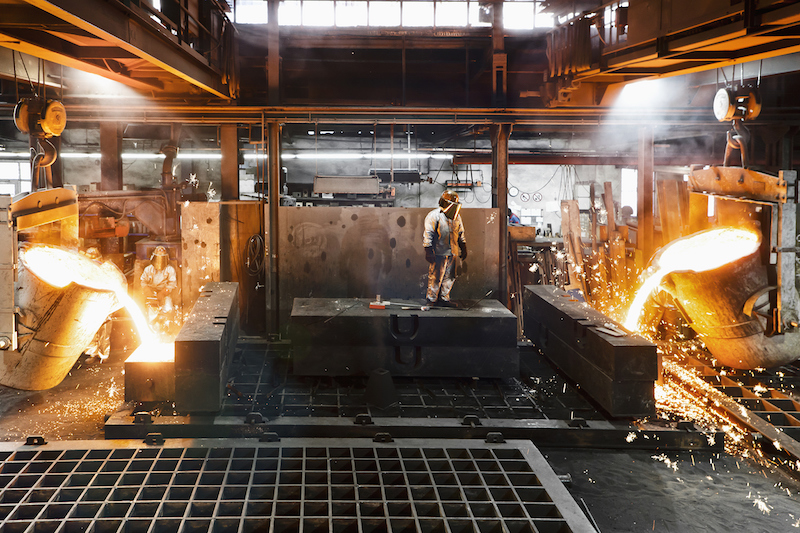 Steel workers in a foundry in an undated photo. China’s infrastructure push has boosted steel demand this year, lifting profit margins for producers and steel production to record levels. Photo: Visual China