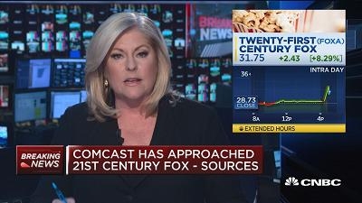 美媒：CNBC母公司Comcast有意收购21世纪福克斯
