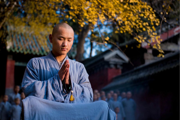 Buddhist monk sits in meditation at Shaolin Monestary in Henan province. “Foxi,” or “being Buddhist,” became a viral meme among Chinese millennials since December, who use it to refer to one who refuses to succumb to societal pressures. Photo: Visual China