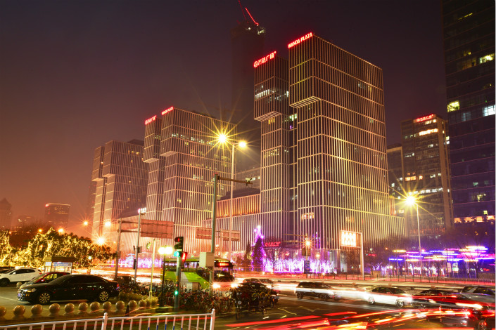 A view of the Beijing CBD Wanda Plaza, a commercial property owned by the Wanda Group. After bringing in strategic investors, Wanda's commercial property arm will cease developing property and instead focus on commercial management under the name Wanda Commercial Management Group. Photo: IC