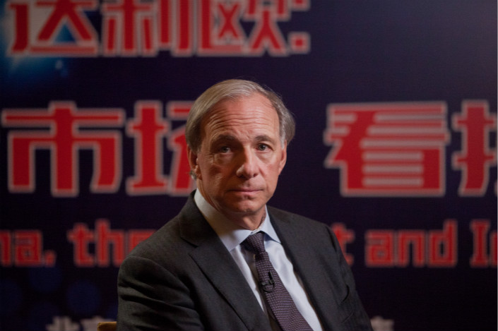 Ray Dalio, billionaire investor and founder of Bridgewater Associates, pauses during a Bloomberg Television interview at the Grand Hyatt in Beijing on Feb. 27. Photo: VCG