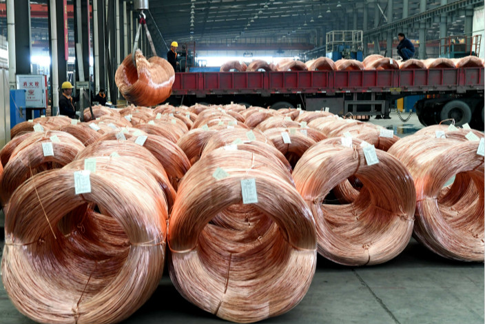 Copper wire is prepared for shipment in Longyan, Fujian Province on Jan. 18. Photo: VCG