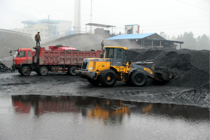 A coal storage yard is seen at a coal mine in Huaibei, Anhui province, in October 2016. Photo: VCG