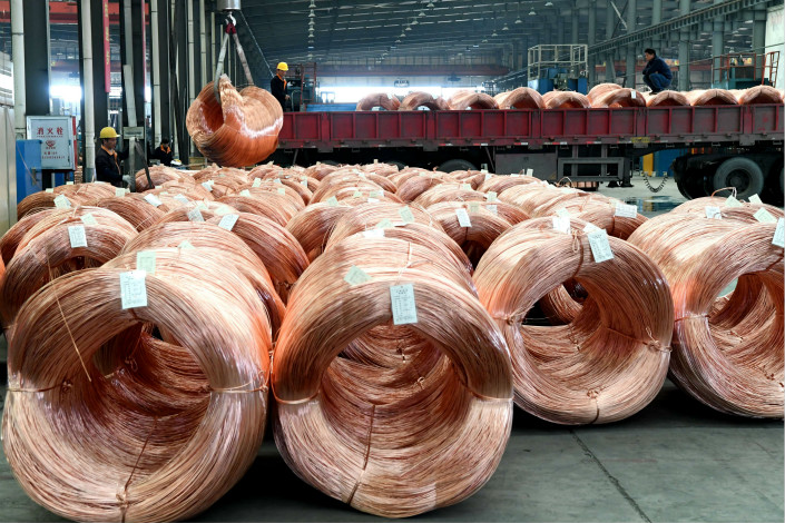 Bundles of copper wire await shipment at Shanghang Sun Copper Industry Co. Ltd. on Jan. 18. Photo: VCG