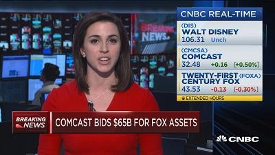 Comcast出价650亿美元竞购福克斯 高出迪士尼出价19%