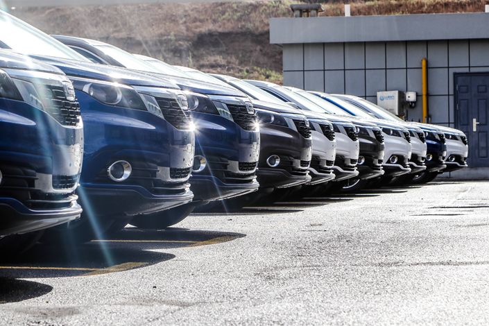 Used cars line up at a dealership in Changchun, Jilin province on May 28. Photo: IC