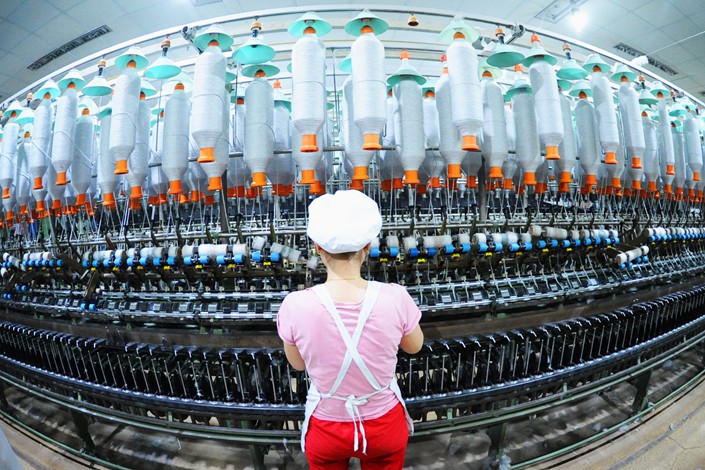 A textile factory’s production line in Lianyungang, Jiangsu province, is seen Tuesday. Photo: VCG