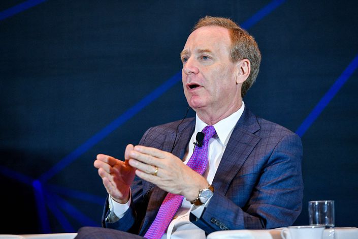 Microsoft Corp. President Brad Smith says his company’s strategy for artficial intelligence is “to popularize it, to make it accessible to everyone, to make it easy for people to use, to make it affordable.” Photo: Microsoft