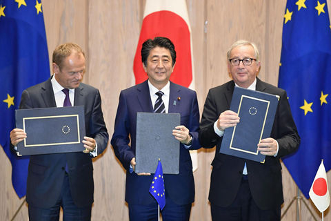 日本欧盟自贸协定签署 高水平互免关税