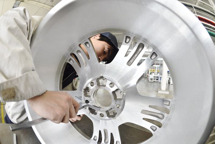 The wheel production line of Citic Dicastal is seen at a factory in Qinhuangdao, Hebei province, in March 2013. Photo: VCG
