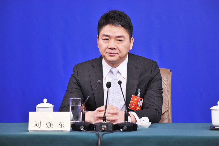 Richard Liu, founder and CEO of JD.com Inc., attends a news conference of the National People’s Congress and Chinese People’s Political Consultative Conference in Beijing on March 10. Photo: VCG