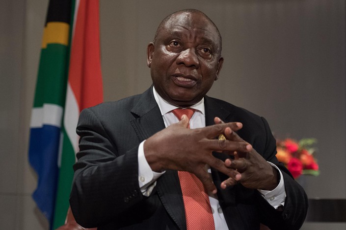 South African President Cyril Ramaphosa talks to reporters in Beijing on Tuesday. Photo: VCG