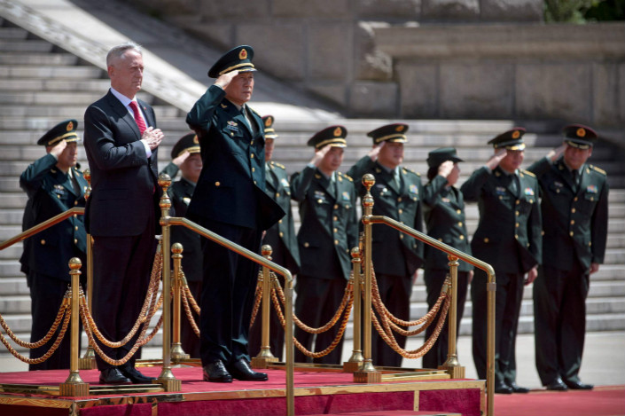 U.S. Defense Secretary Jim Mattis visits Beijing in June. Photo: VCG