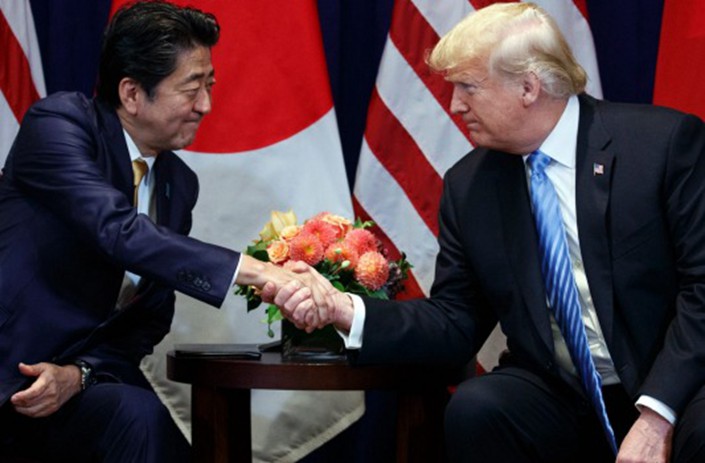 Shinzo Abe's meeting with Xi Jinping comes a month after he last held talks with Donald Trump