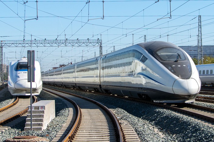 A sleeper train made by CRRC Corp. Ltd. stops at Beijing Railway Station on July 8. Photo: IC