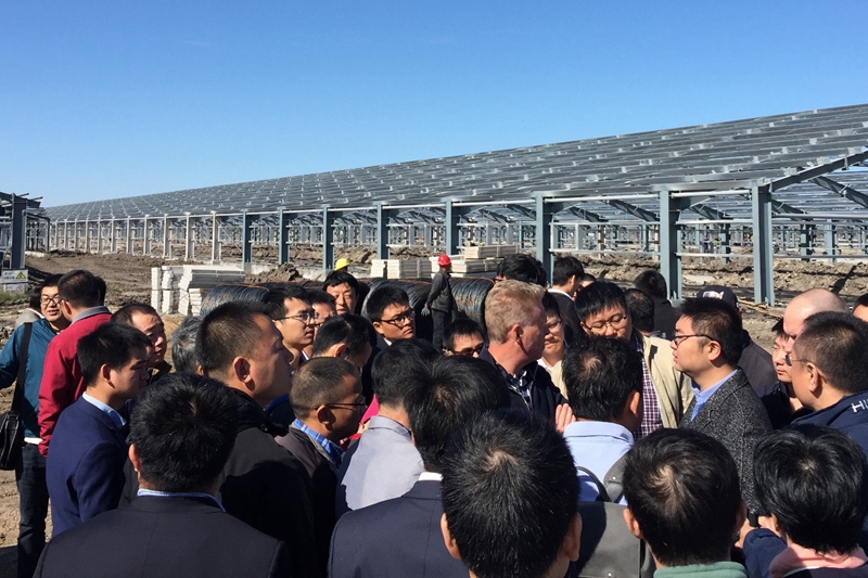 Government officials and Danish executives gathered for the opening of the Eurasian pig farm in 2017. Photo: DFD