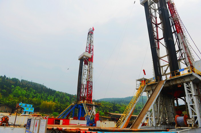 An electric drilling rig in Sinopec’s Fuling Shale Gas Field in Chongqing in August 2016. Photo: VCG