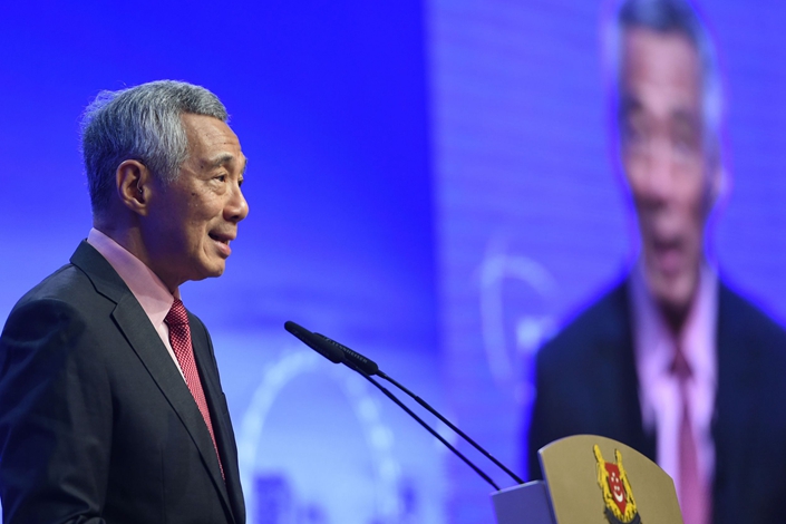 Singapore’s Prime Minister Lee Hsien Loong speaks at the opening of the Shangri-La Dialogue in Singapore on Friday. Photo: VCG
