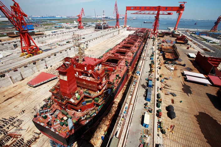 A China Shipbuilding Industry Corp. shipbuilding and repair base in the northern Chinese port city of Tianjin. Photo: VCG