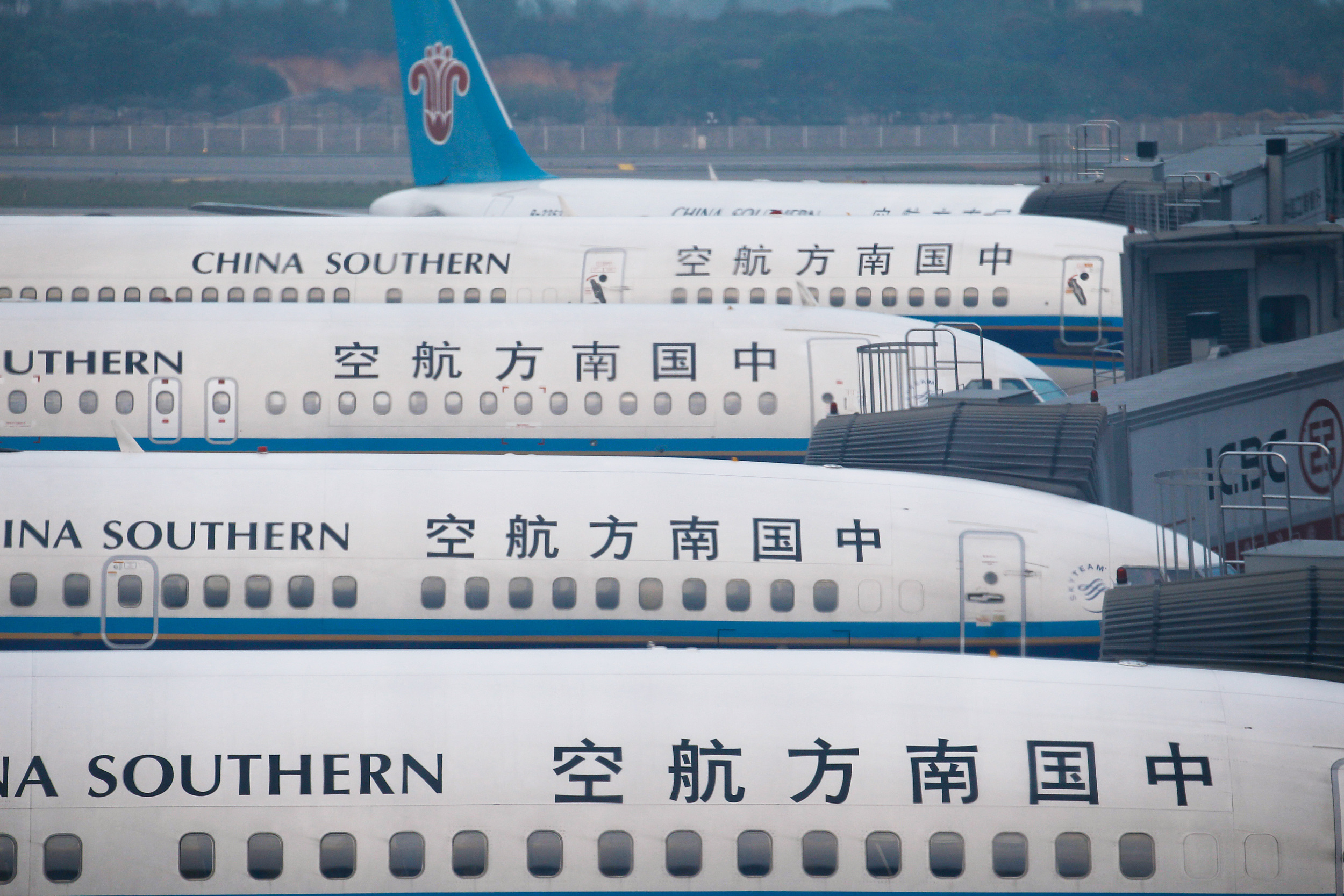 China Southern airliners sit in Guangzhou Baiyun International Airport in February 2011. Photo: VCG