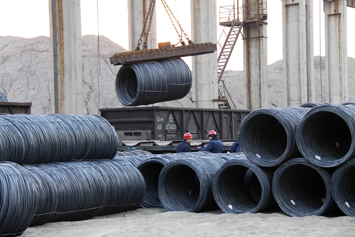 A steel wire storage site at the Xingtai Iron & Steel plant. Photo: IC Photo