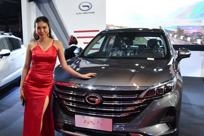Guangzhou Automobile Group showcased its GS5 sport utility vehicle at the Yangon International Motor Show in late February. Photo: Nikkei