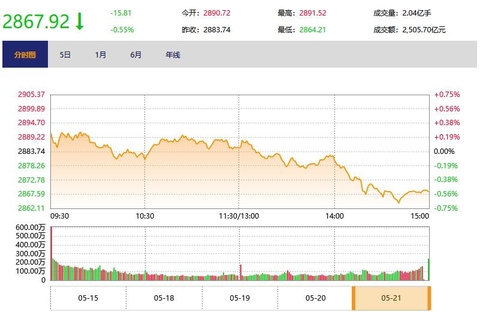 今日收盘：科技股领跌 沪指高开低走跌0.55%