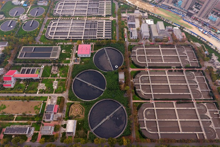 A sewage treatment plant in Zhengzhou, Central China’s Henan province.