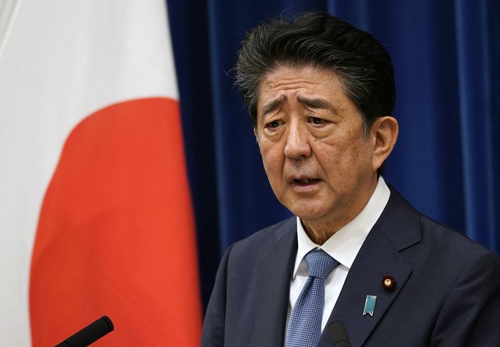 Japanese Prime Minister Shinzo Abe holds a press conference to announce his resignation at his official residence in Tokyo, Japan, on Aug. 28.