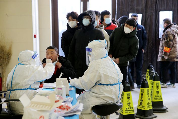 Mass testing of Shijiazhuang's 11 million residents underway on Jan. 6.