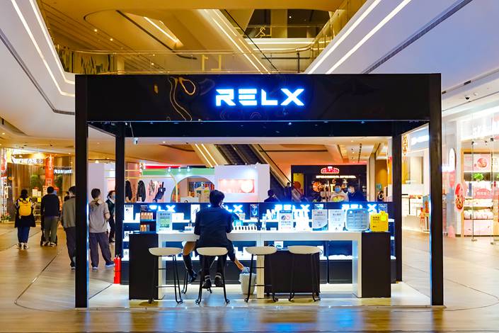 A RELX e-cigarette store stands in a shopping mall on Dec. 8 in Shenzhen, South China’s Guangdong province.