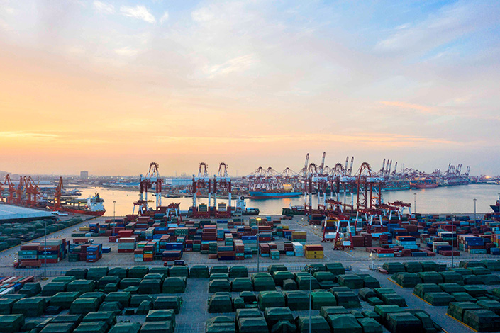 An overview of a foreign trade container terminal in Qingdao, East China's Shandong province on Tuesday. Photo: VCG