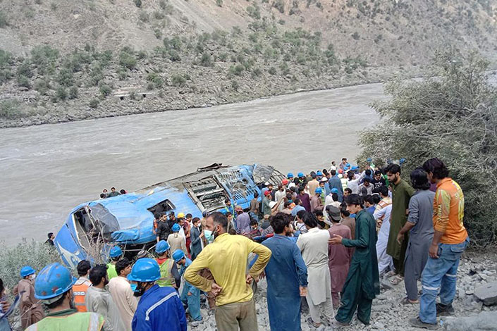 The bus was carrying more than 30 Chinese engineers to a hydroelectric project at the Dasu Dam in Upper Kohistan when the blast occurred.