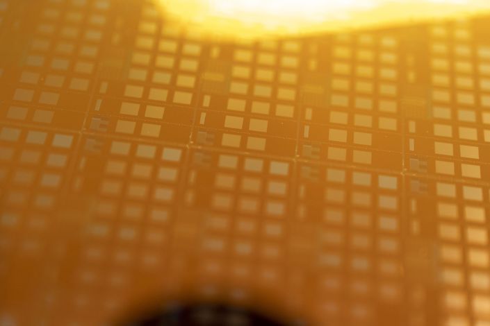A 300 millimetre wafer used for semiconductor research at the Interuniversity Microelectronics Centre