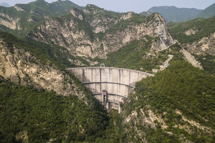 A disused concrete dam in Weizishui village in Beijing