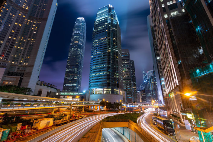 The night view of the Central District of Hong Kong, China, in May 2019. Photo: VCG