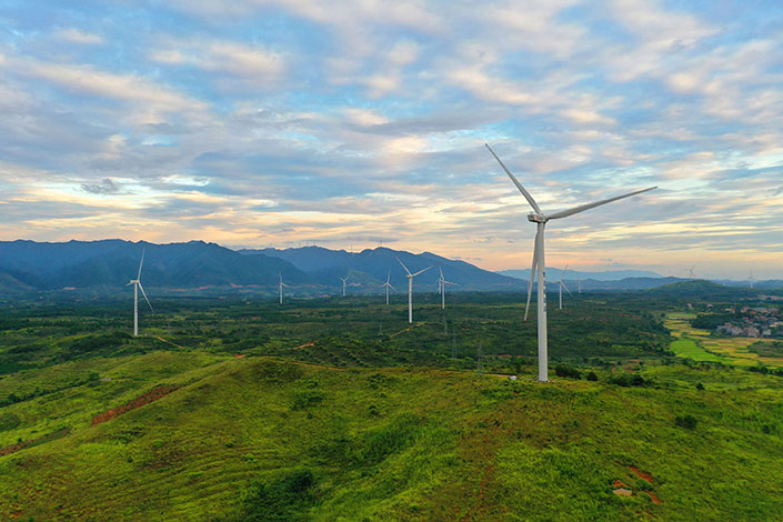 Wind turbines in Yongzhou, Central China’s Hunan province,  on Aug. 16 . Photo: VCG